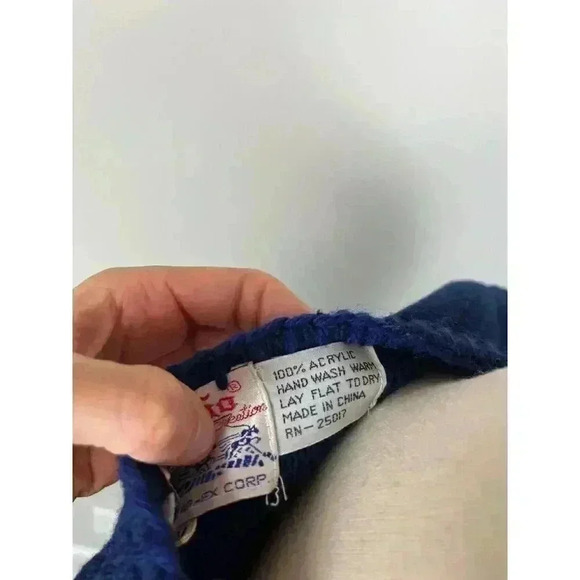 Vtg Tally-Ho Cardigan Jacket Embroidered Floral Navy Blue Knitted Women's M - Picture 8 of 14